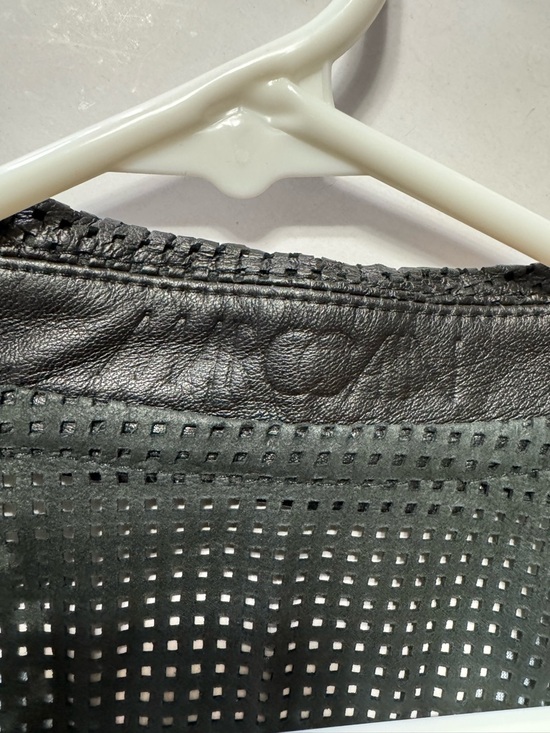 Marc Cain Black Perforated Leather Blazer Jacket Size Small - Picture 3 of 12